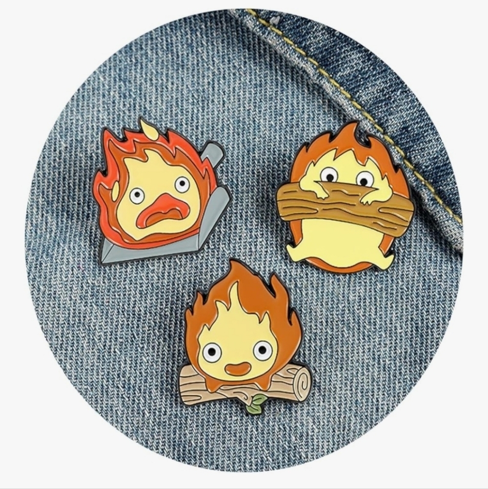 Cute Fire Character Enamel Pins Calcifier Howls Moving Castle Studio Ghibli